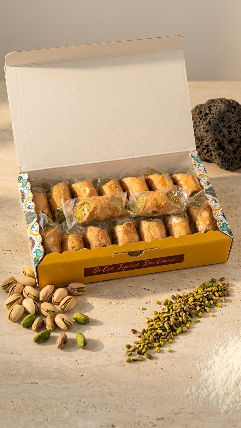 Cannoli Farciti Al Pistacchio - Siciliani Artigianali – Dolce Iconico Della Tradizione Siciliana 3 Cannoli Al Pistacchio Siciliani